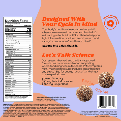 Funk It Menstrual Cycle Bites Nutrition Facts